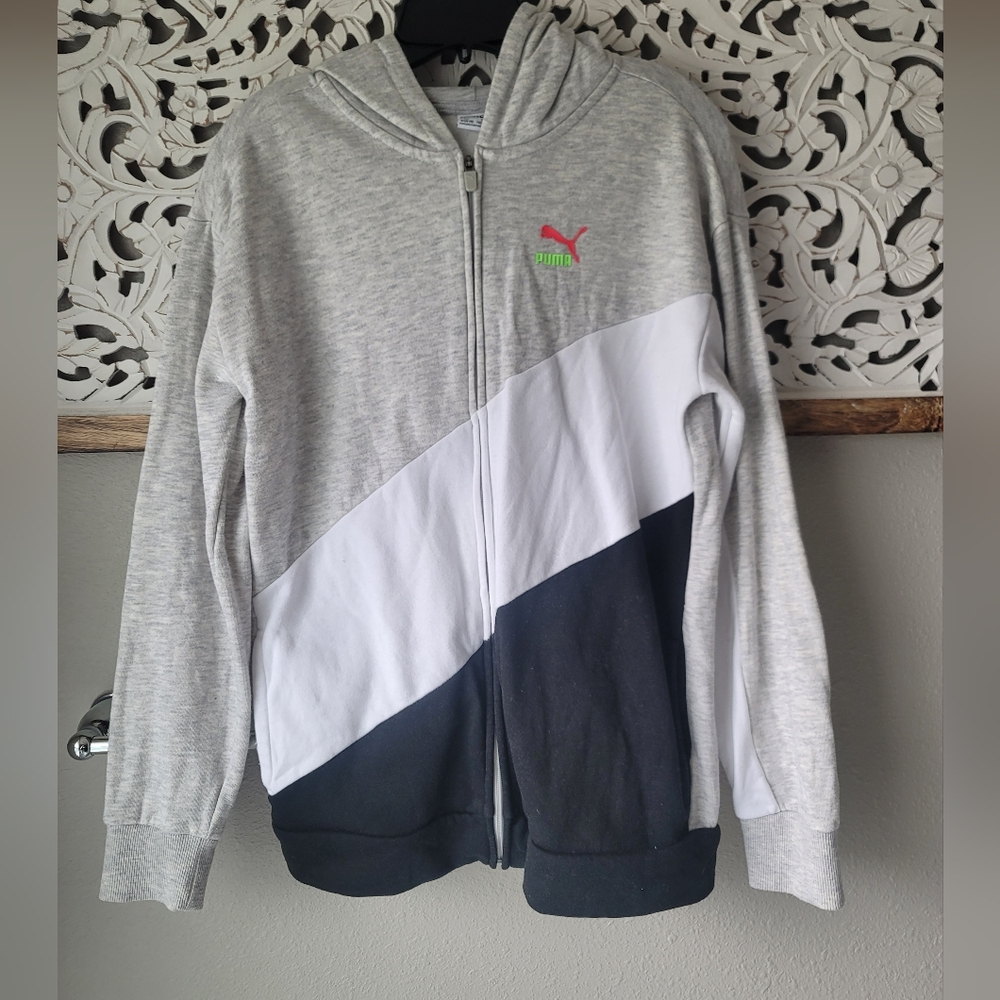 Puma Block Color Hooded Zipper Jacket Size Youth XL 18-20